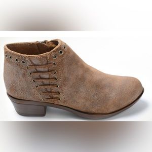 Minnetonka "Brenna" Bootie/Boots Brown Leather Womens 7